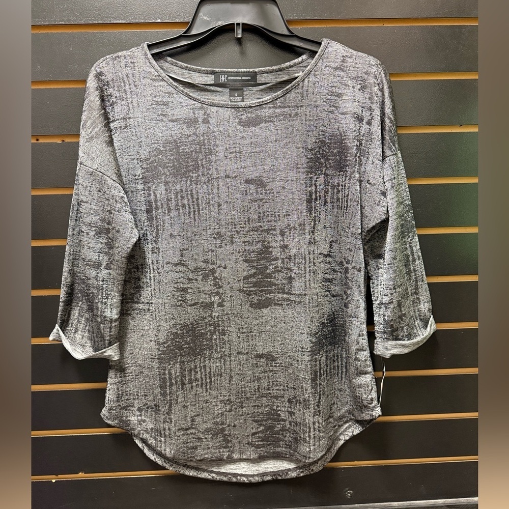 🩶 INC International Concepts Metallic Gunmetal Top - Size Small (NWT)